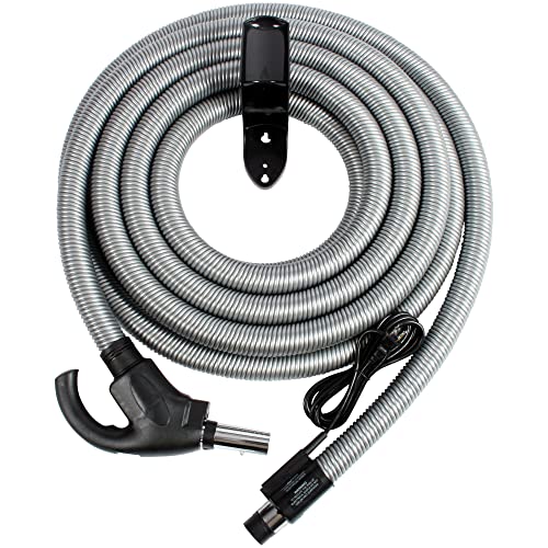 30 Ft. Central Vacuum Electric Hose with Recessed Handle and Hanger, Silver R4156