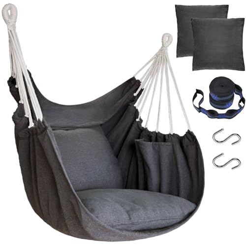 Hanging Cotton Hammock Chair with 2 Cushions W97073