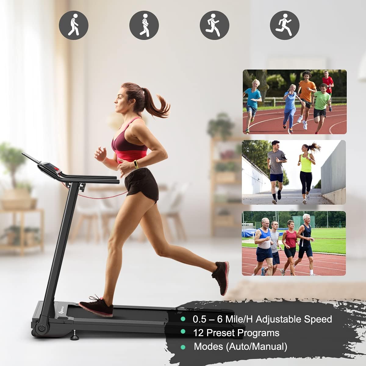 Compact Electric Treadmill with LED Touch Screen C972886