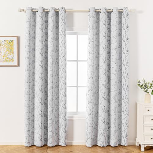 Brown Branch Print Thermal Insulated Curtain, 100Wx84L Inch, 1 Panel G40350