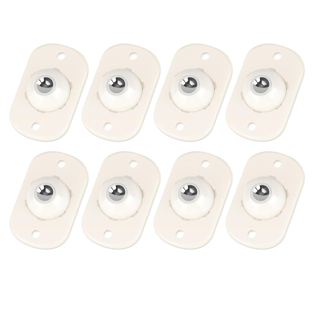 White Self-Adhesive Mini Caster Wheels (8 Pack), 360° Swivel Sticky Pulleys F85679
