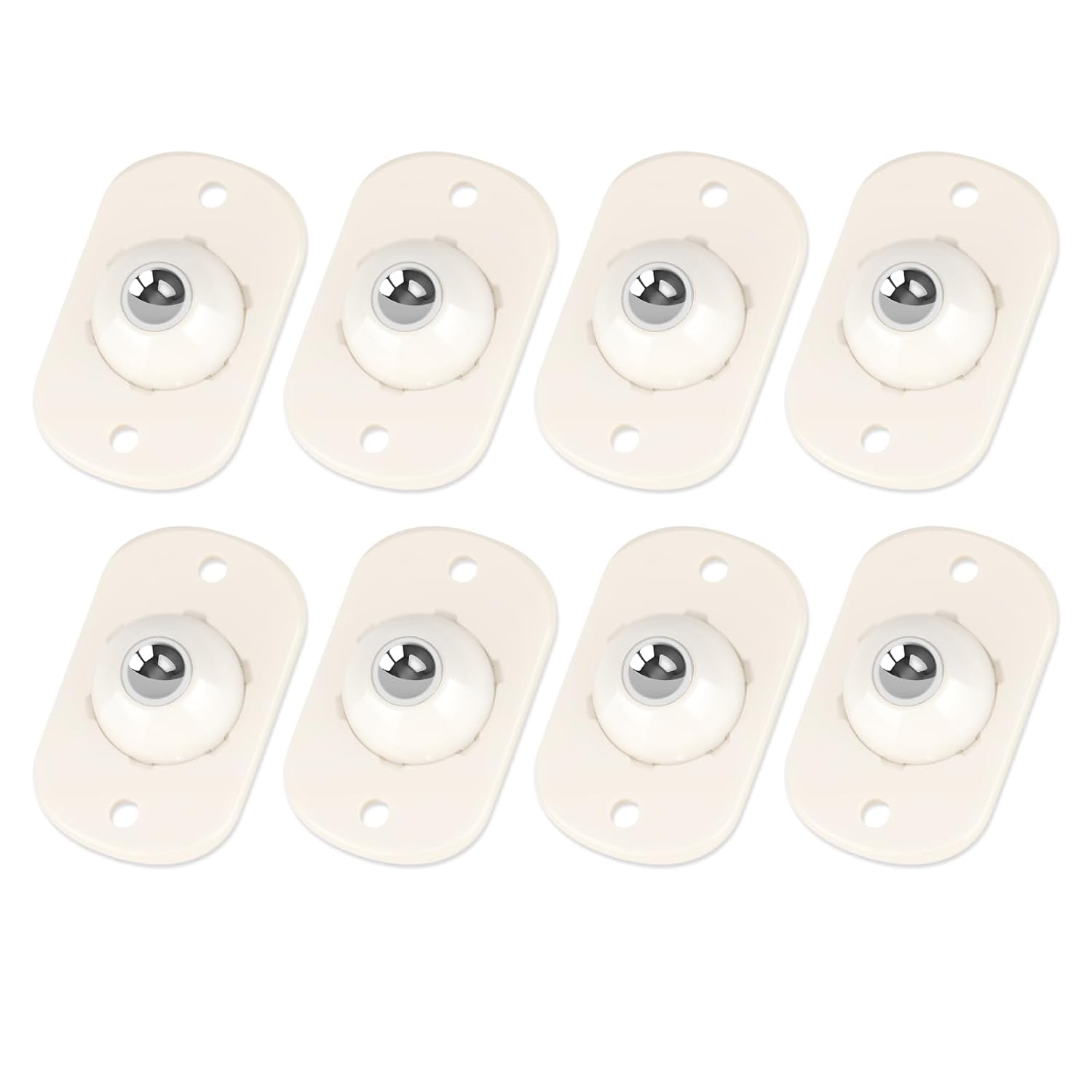 White Self-Adhesive Mini Caster Wheels (8 Pack), 360° Swivel Sticky Pulleys F85679