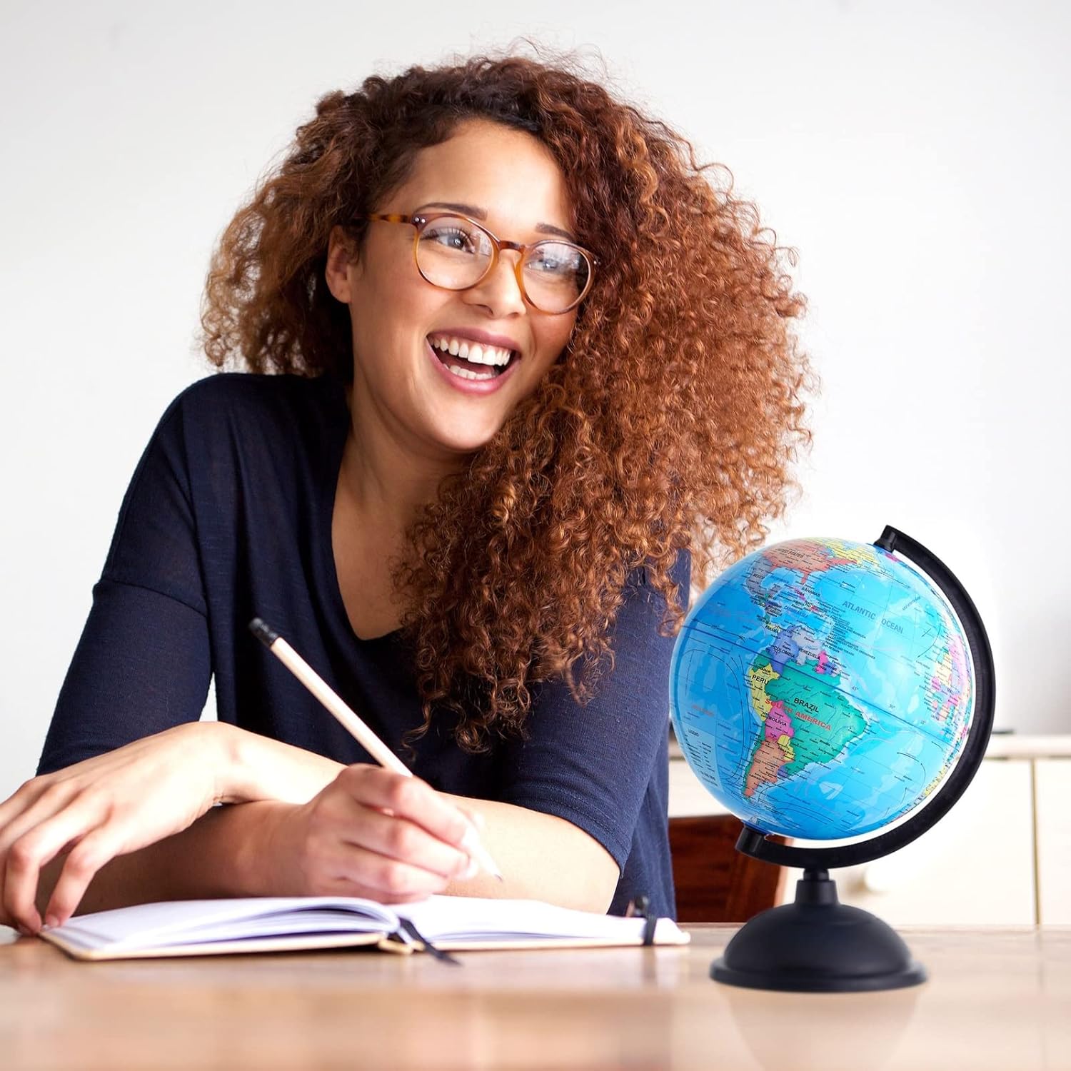 8-inch Rotating World Globe with Stand B179374