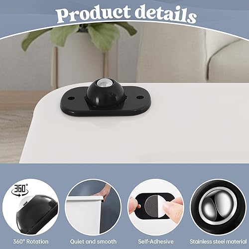 Self Adhesive Stainless Steel Universal Wheel Roller 360 Degree Rotation Sticky Pulley (8 Pieces) C69372