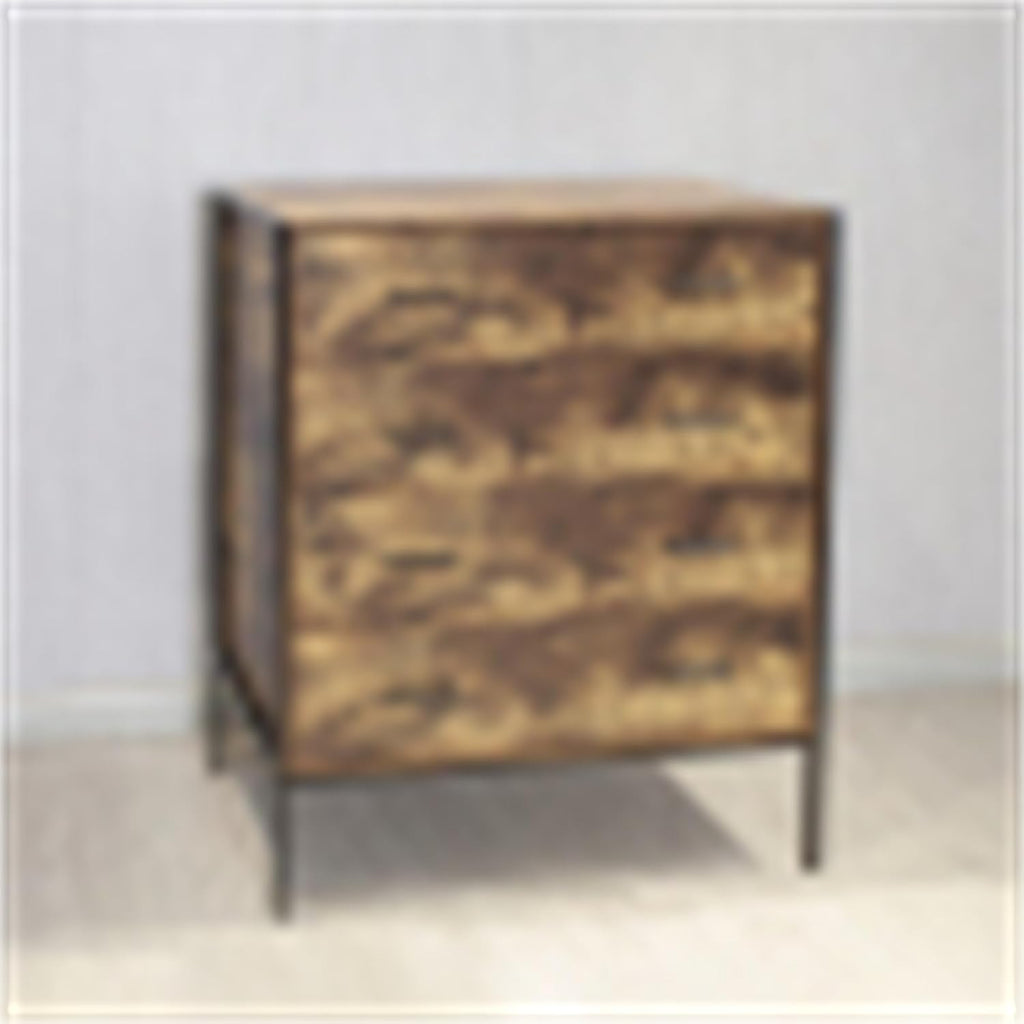 Rustic Brown 4 Drawer Wood Dresser with Steel Frame J7170