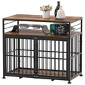 Brown 40" Wooden Dog Crate Furniture with Storage Shelf P713633