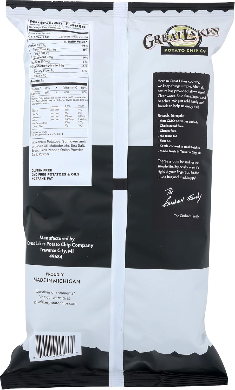 Sea Salt Pepper And Onion Potato Chips, 8 OZ R39920