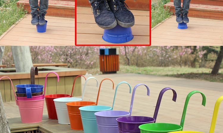 5 Pack Black Metal Hanging Plant Pots with Removable Hooks T281