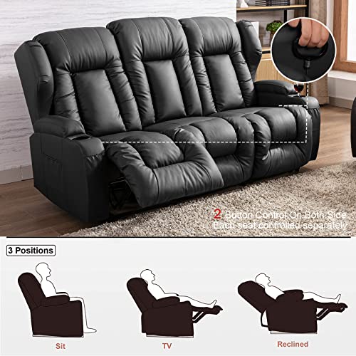 Beige Faux Leather Manual Reclining Loveseat with Console C881425