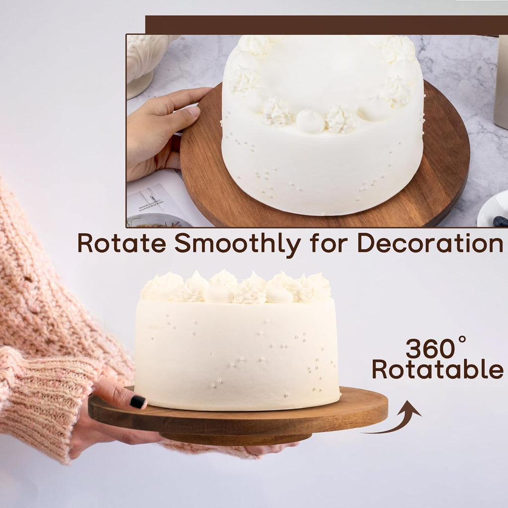 Acacia Wood 360° Turnable Cake Stand W4658