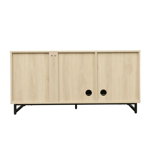 Rattan Sideboard Cabinet with 3 Doors & Metal Legs V412910