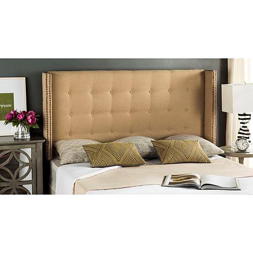 Navy Linen Tufted Winged Headboard Queen E85477