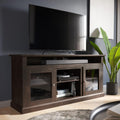 Gray Wash Electric Fireplace TV Stand with Open Storage Shelves & Cabinets H67177