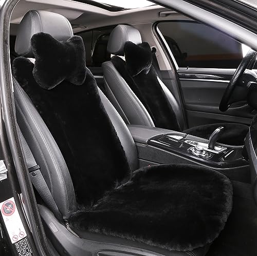 Beige Sheepskin Auto Front Seat Cushion Car Seat Cover R44352