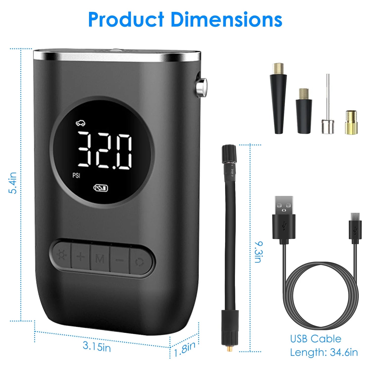 150 PSI Portable Tire Inflator Air Compressor with Digital Pressure Gauge N713