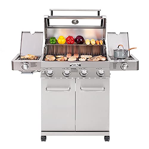4-Burner Propane Gas Grill Stainless Steel with Rotisserie Kit I776