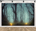 Haunted Mist Forest Backdrop 12x10ft Fabric Creepy Scene Dark Pathway Scary Trees Spooky Foggy Woods Background Z1339