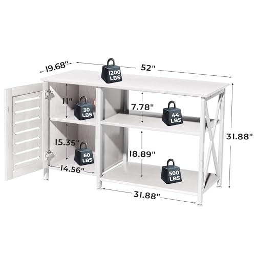 White 55-75 Gallon Fish Tank Stand with Metal Frame Y697529