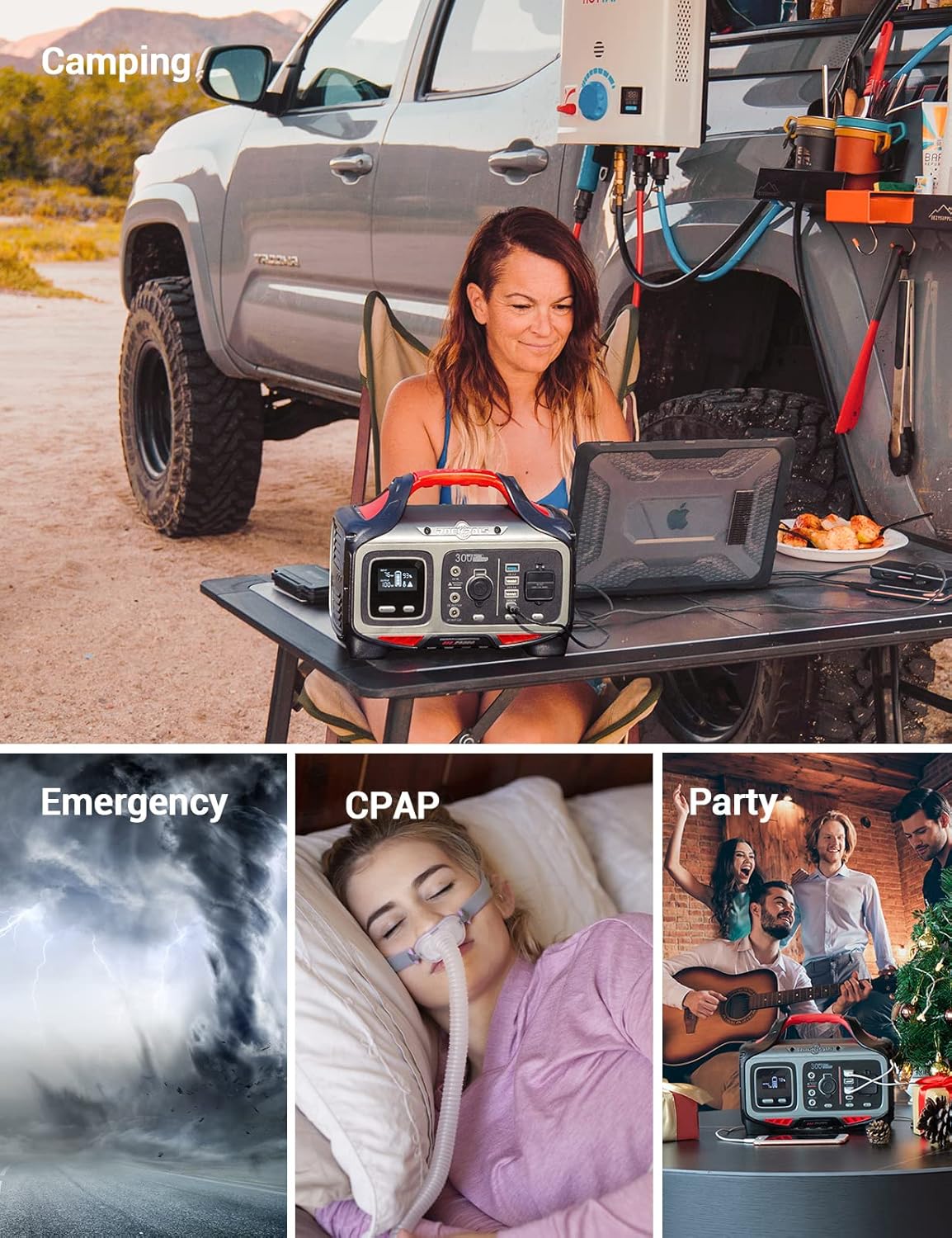 300W Portable Power Station, 280wh (78000mAh) Solar Generator with 110V Pure Sine Wave AC Outlet K5442
