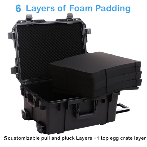 27 Inch Waterproof Hard Case with Wheels Customizable Foam W953