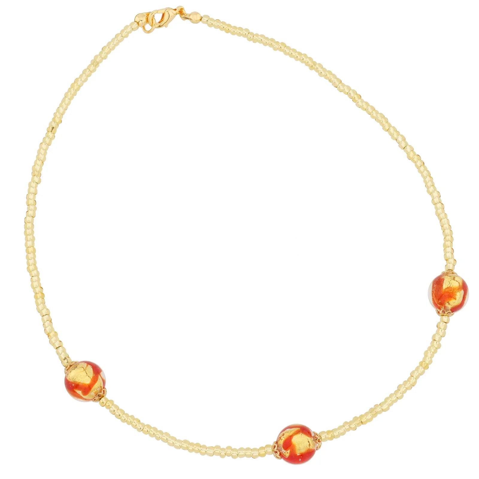 Murano Glass Royal Red Balls Necklace F2814