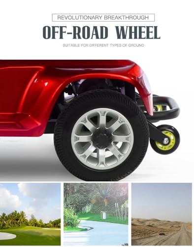 Red Foldable 4 Wheel Mobility Scooter 400 lbs 250W with Basket S760