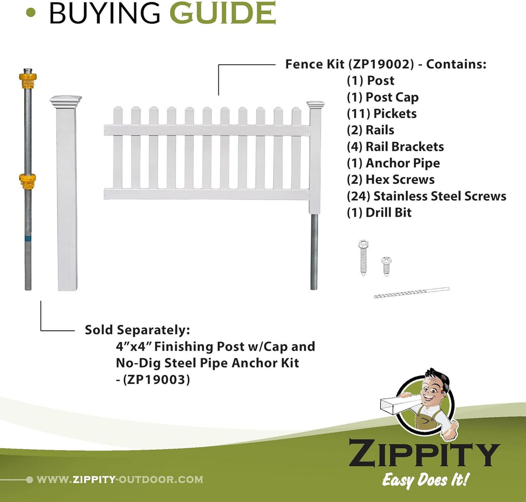 White 3' Tall Vinyl Post H36767