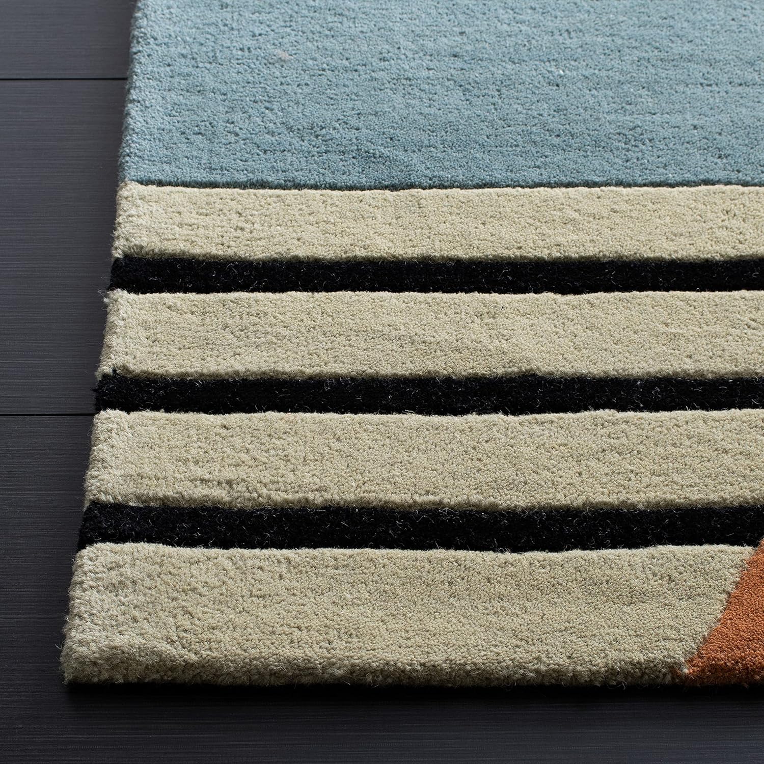 Gold Handmade Abstract Wool Runner Rug J5077