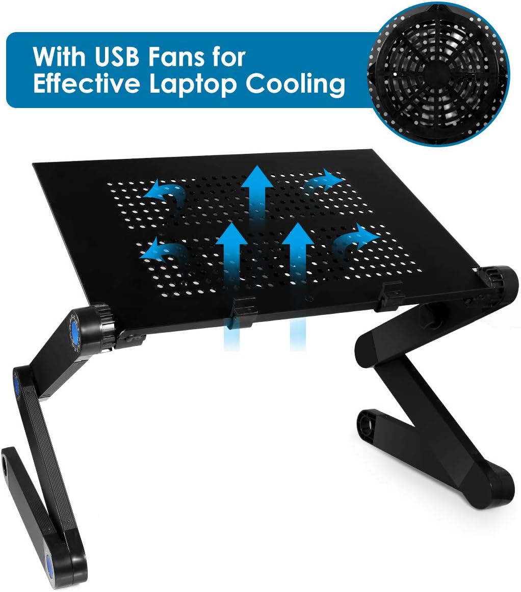 Foldable Aluminum Adjustable Laptop Stand with Cooling Fan & Mouse Pad M6054