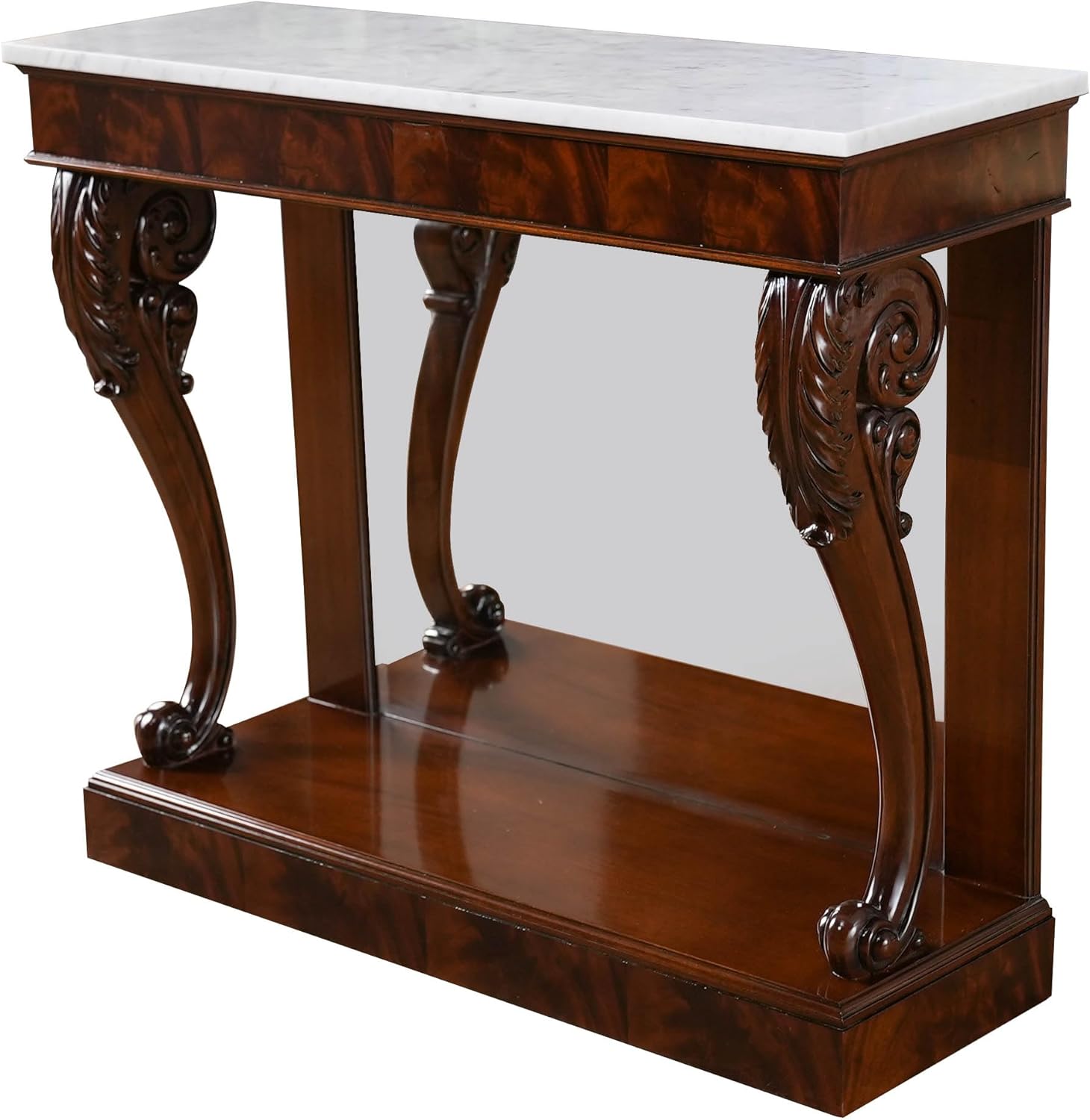 Mahogany Marble Top Console C126