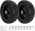 2 Pack 10" Flat Free Solid Rubber Tire and Wheel O22785