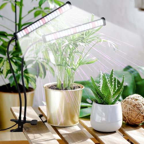 6000K Full Spectrum Clip Plant Growing Lamp with White Red LEDs, 5-Level Dimmable, Auto On Off Timing 4 8 12Hrs U634