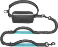 Hands Free Dog Leash with Zipper Pouch, Dual Padded Handles and Durable Bungee, Black Q151