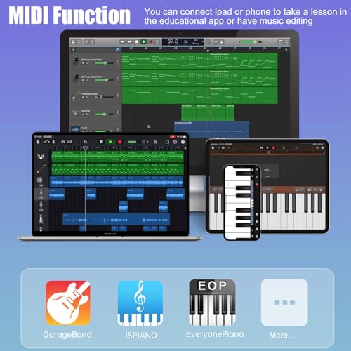 88 Key Semi Weighted Digital Piano with Music Stand, Sustain Pedal, Bluetooth, Carrying Case, Headphones B767045