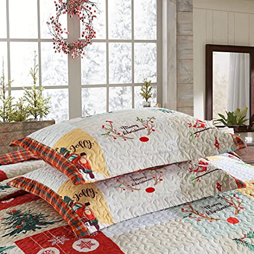 White Queen Christmas Quilt Bedspread Set T203285