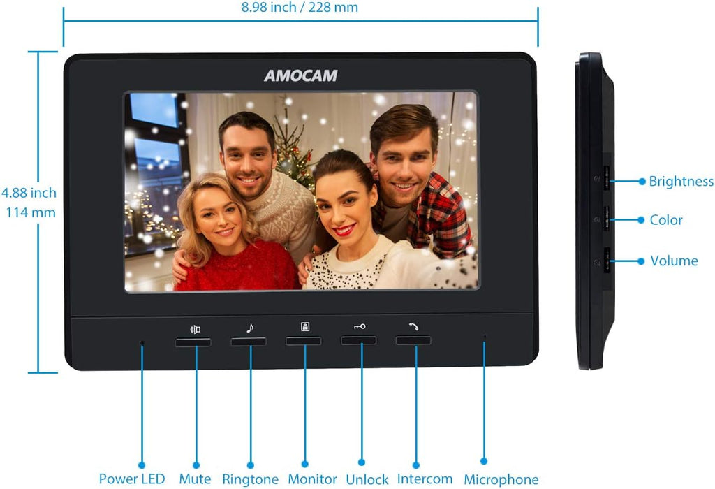 7 Inches Wired Video Door Phone with IR Night Vision Camera R9009