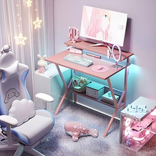 Small Desk with Adjustable Monitor Stand, Grey M4242