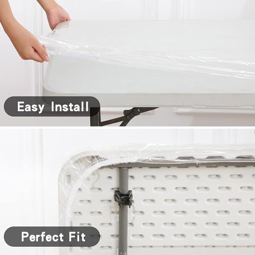 Clear Vinyl Oblong Fitted Tablecloth (8Ft - 30 * 96 inch Rectangle) L926735