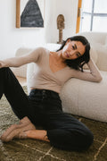 Mocha Surplice Crop Top J974950