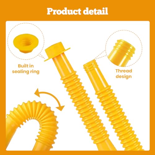 Universal Anti-Spill Gas Can Nozzle Replacement with Flexible Nozzle, 5 Set J95242
