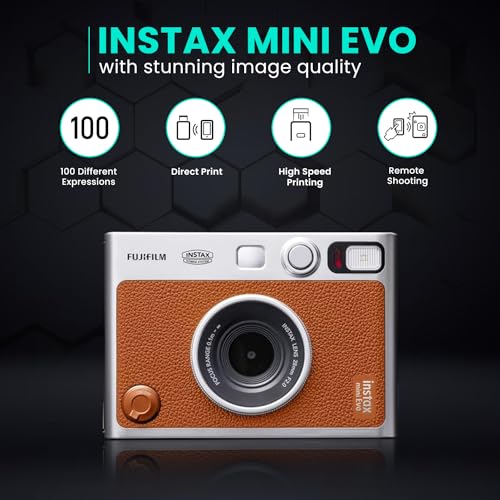 Black Instant Mini EVO Hybrid Camera Bundle with 60 Instant Film Sheets G2224