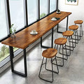 86.6" Brown Solid Wood Rectangular Bar Table with 4 Stools D803