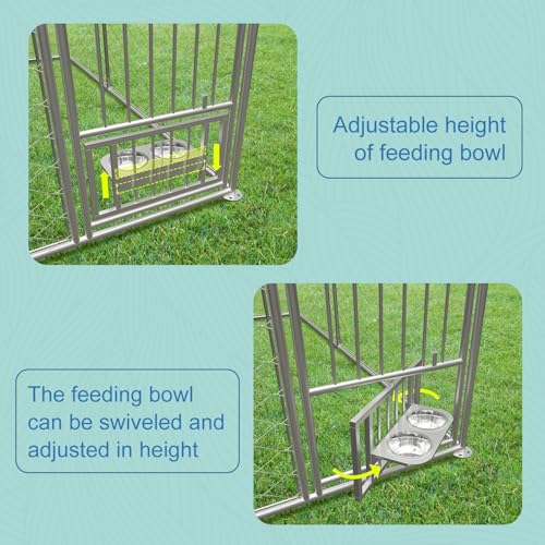 Large Outdoor Galvanized Steel Dog Kennel with Cover, 90" L x 90" W x 65" H O569