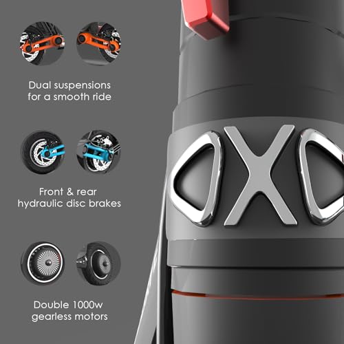 Electric Scooter, 40 MPH, 2x1000W Motor, 68 Miles Range, 10" Air Filled Tires, Foldable D90390