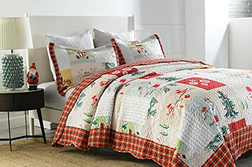 White Queen Christmas Quilt Bedspread Set T203285