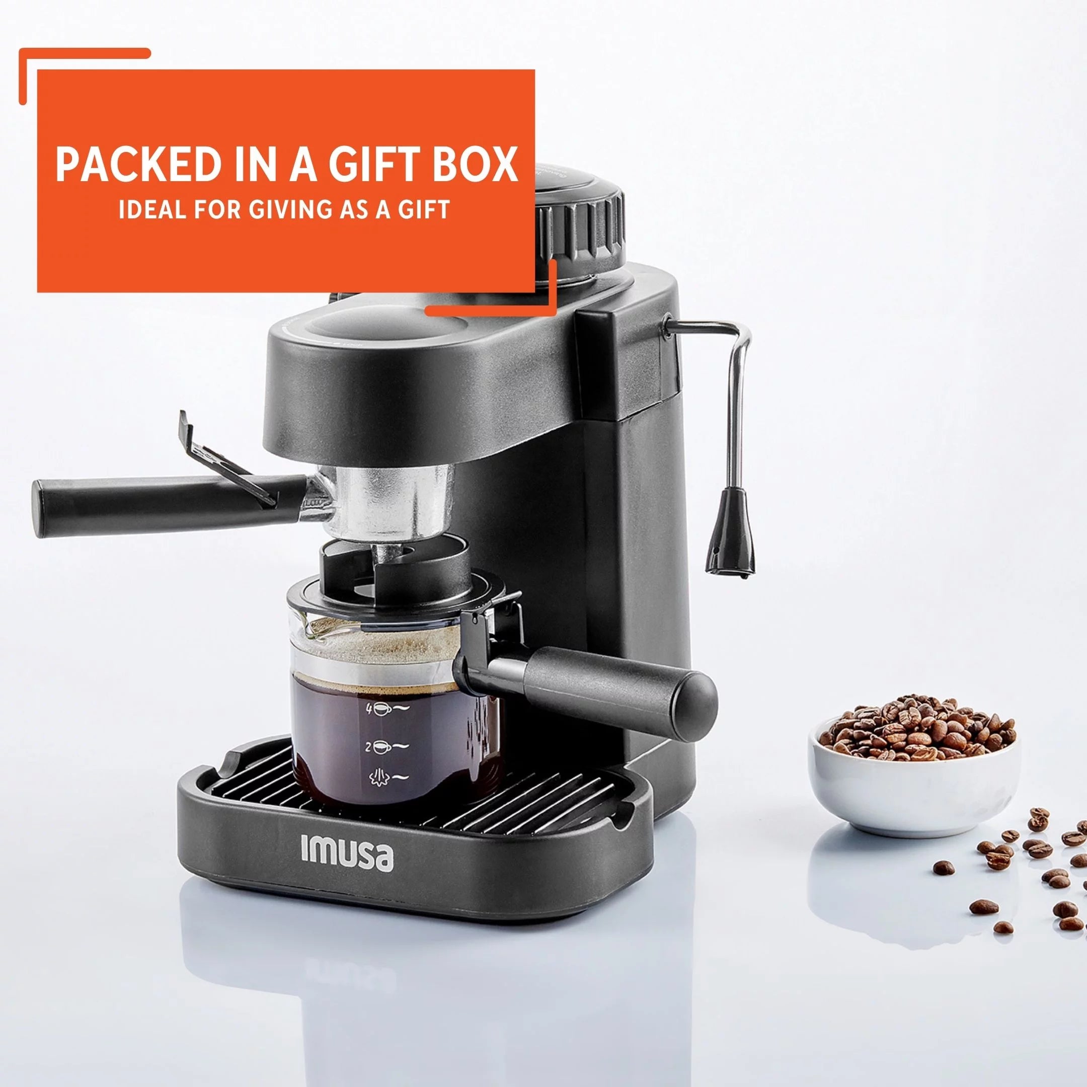 4 Cup Capacity Electric Espresso Cappuccino Maker 800 Watts Black F393