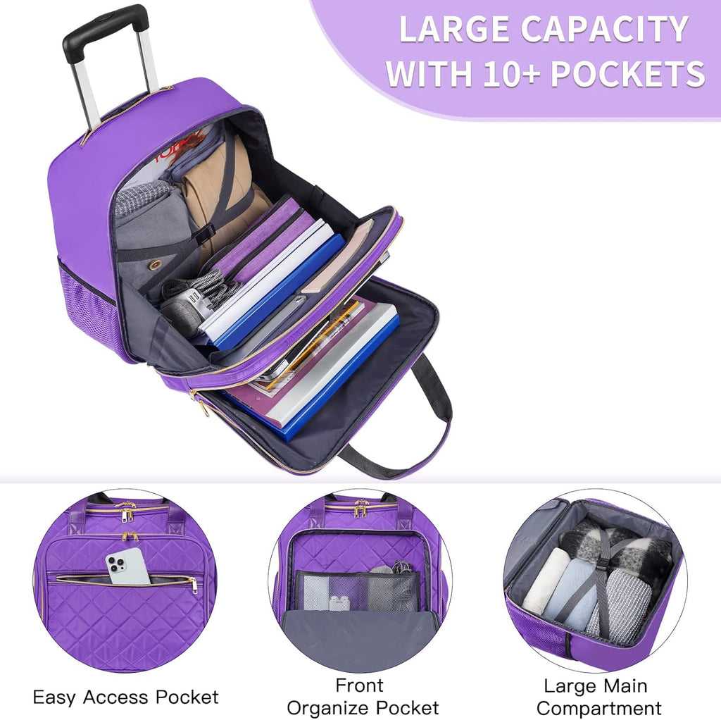 Purple 17.3 Inch Rolling Laptop Bag with Wheels J592