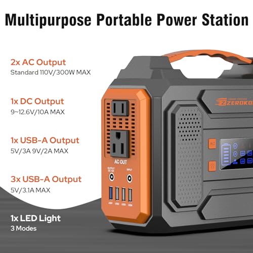 300W Portable Solar Generator with 60W Solar Panel Orange Q407047