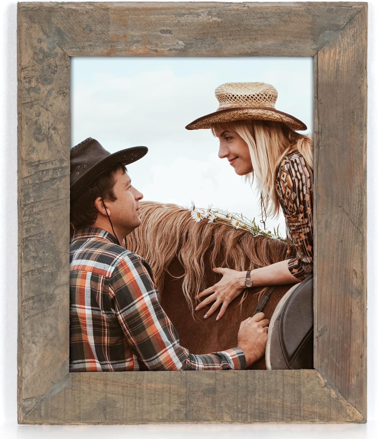 100% Reclaimed Wood Picture Frame 8x10 with Tempered Glass K5726