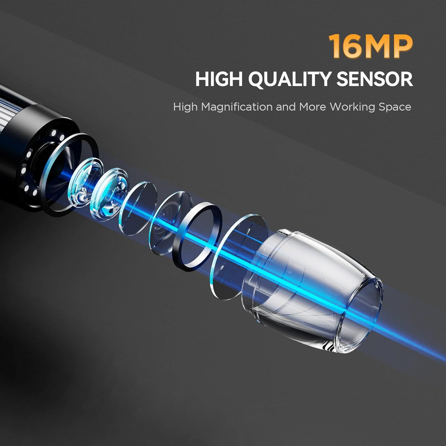 7" HDMI Digital Microscope, 1200X, 1080P, 16MP, IPS Screen, 10 LED Lights I56013